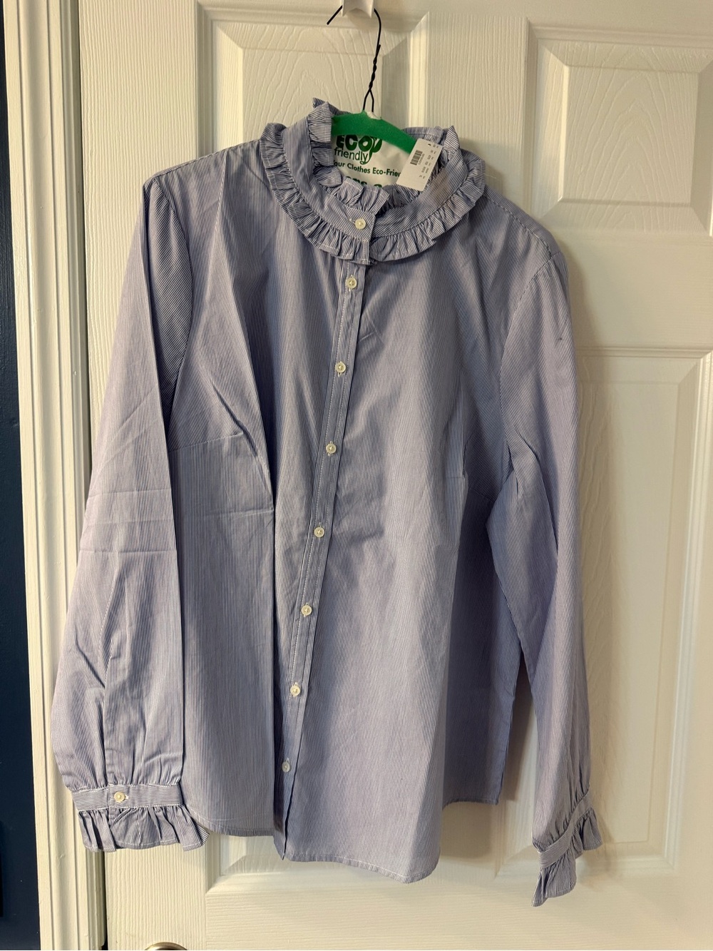 J. Crew Light Blue Ruffle Collar Button-Front Blouse - Picture 4 of 5